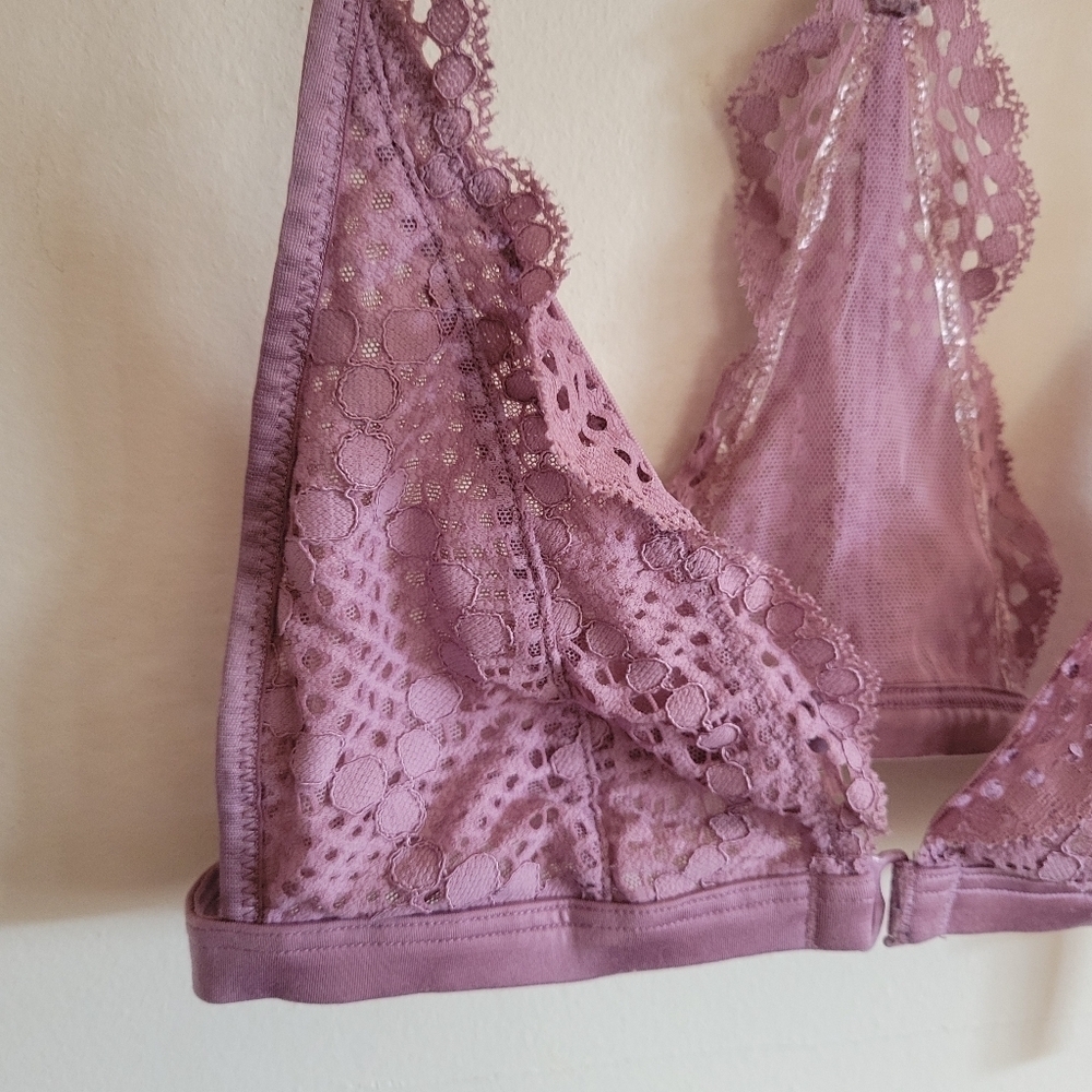 Victoria's Secret Bralette Bra Lace Pink Mauve Racerback Adjustable XS Extra Sma - Picture 2 of 8